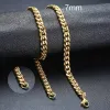 Men Simple 3-11mm 14k Yellow Gold Cuban Link Chain Necklaces for Male Jewelry Solid Golden Gifts Miami Curb Chain