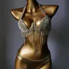 2st Sexiga kvinnor Summer Bikini Set Bra Metal Fittin G-String Thong Beach kostym Baddräkt Badklubbfest som bär 2130