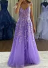Красивые лавандовые вечерние платья трапециевидной формы с бретельками и аппликациями из бисера Длинные платья для выпускного вечера плюс размер Vestidos de fiesta BC18426