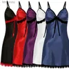 Dames Nachtkleding Dames Sexy Kant Zijde Satijn Nachtjurk Mouwloze Nachtkleding V-hals Nachtjapon Plus Size NachtkledingC24319