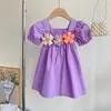 Girl Dresses Aile Girl's Dress 2024 Summer Flower Short Sleeve Princess Wholesale Lots Bulk Clothes Kids Costume