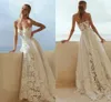 Bloemen kant romantisch een lijn trouwjurken boho strand sexy lieverd backless elegante elegante bruidsjurken eenvoudige satijnen sweep trein bruid gewaden receptie jurk yd