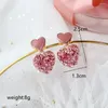 Orecchini pendenti tendenza zircone cristallo doppio cuore rosa orecchino pendente per le donne geometria brincos gioielli da sposa regalo ragazza
