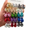 Stud Oorbellen 2Pc Metallic Kleurrijke Chunky Waterdruppel Drop Voor Vrouwen C-Vorm Dangle Earring Y2K Glanzend Trendy Sieraden Geschenken
