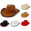 Bérets classiques Fedoras chapeau de laine à large bord Western Cowboy pour le dîner Trilby tenue décontractée en plein air
