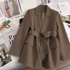 Trendy Suit Jade Green Tie Up Jacket for Women in Spring New Design Sense Temperament Korean Casual Version