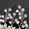 Tiaras Silver Color Rhinestone Hair Comb Floral Head Piece Pearl Wedding Hair Comb Clip Crystal Bridal Hairpin Jewelry Hair Accessory Y240319
