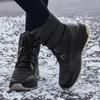 Scarpe da passeggio 2024Snow Donna Impermeabile Tenere al caldo Peluche Piattaforma Stivali stringati femminili a metà polpaccio Inverno Botas Femininas