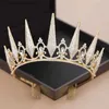 Tiara Bruid hoofdtooi Barok temperament kroon strass kroon Europese retro luxe prinses verjaardag trouwjurk accessoires Y240319