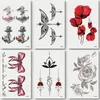 100 Stück Mini Temporäre Tattoo Ärmel Frauen Mädchen Schönheit Körper Arm Kunst Rose Blume Schmetterling Tiger Glitter Wasserdicht Aufkleber 240311