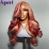 Synthetic Wigs 200% Pomegranate Red 613 Blonde Highlight 13x6 Lace Frontal Human Hair Wigs 13x4 Body Wave Lace Front Wigs for Women Pre Plucked 240328 240327