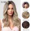 Synthetic Wigs Lace Wigs ELEMENT Synthetic Wig Long Medium Water Wavy Ombre Black Blonde Wigs for Women Party Daily Hair Heat Resistant Fashion Headband 240327