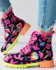 Boots Sapatos de moda feminina Quente diariamente usa inverno plano figura colorida figura cogumelo ombre ombre botas de tornozelo