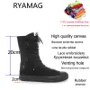 Stivali Ryamag 2021 Nuovi Stivali da donna Stivali a mezzanotte stivali con zip scarpe piatti casual classiclaceup cerniera comoda vulcanize sneaker