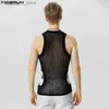 Men's Tank Tops Men Tank Tops Mesh Transparent O-neck Sleeveless Streetwear Hollow Out Male Vests Stylish 2023 Party Men Clothing S-5XL L240319