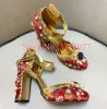 Сандалии Новый дизайн хрустальные сандалии обувь женщина модная цветочная страза Свадебная обувь леди коренастые насосы на каблуках банкет