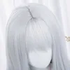 Perruques synthétiques MSIWIGS Femmes Synthétique Lolita Perruque Longue Droite Ombre Deux Tons Argent Gris Bleu Cheveux Pour Cosplay Avec Bangs 240329