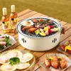 Bärbar grillgrill koreansk kolspis rostfritt stål split BBQ spis runt non-stick grillställ för utomhus camping 240308