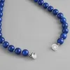 Projekt mody Wisianty Naszyjniki ze stali nierdzewnej Biżuteria na Instagram Styl 12 mm Lapis Lazuli Naszyjnik Łańcuch obojczyka Nisza