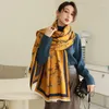 Scarves Women Winter Scarf Elegant Floral Cashmere Shawls And Wraps Thick Warm Blanket Double-sided Stoles