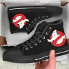 Stövlar heta ghostbusters logo man kvinna canvas skor het hög hjälp canvas skor lätt casual classic brädskor mode sneakers