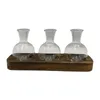 Vases Hydroponic Vase Wooden Base Table Centerpiece Flower Pot Desktop Glass Planter For Home Office Dinner Bookshelf