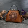 Totes YourSeason Damen 2024 Echtes Leder Haspe Umhängetaschen Rindsleder Lässige Damen Vintage Handgefertigte Totem-Handtaschen