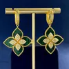 Pendiente con forma de trébol de cuatro hojas, joyería de diseño, oro, plata, madreperla, flor verde, cadena de eslabones W 319