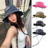 Fashion Denim Washed Bucket Hat Retro Wide Brim Breathable Sunscreen Cap for Women Men Foldable Outdoor Hiking Fishing 240311