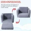 Furnishh Kids Couch Fold Out, Baby Toddler Comfy Soft Chair Boys Girls, Flip Foldable Children 2 in 1 Convertible Sofa to Lounger, Pull Out Child Sleeper for