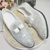 靴HBP非ブランドの白い結婚式の輝きダイヤモンドアッパーボウノットファッションメンのための上品なローファー