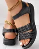 Sandalen Vrouwen Gevlochten Enkelbandje Zomer Gesp Wedge Strand Outdoor Antislip Dikke Bodem Wandelen Romeinse Schoenen De Mujer