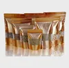 Wholesale Gold Stand Up Mylar Zipper Lock Bags with Window Aluminium Resealable Food Backing Pouch Seal Foil Candy Snacks Backing Lags LT848