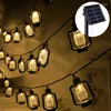 Cordas retro lâmpada de querosene em forma de luz string led jardim atmosfera ao ar livre acampamento natal layout decorativo lâmpadas solares