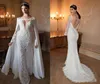 Nouveau Berta Robes De Mariée À Manches Longues En Dentelle Appliques Perles Sheer Back Robes De Novia Hors Épaule Sirène Robes De Mariée Avec Cap4738011