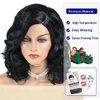 Synthetic Wigs Cosplay Wigs Synthetic Hair Short Curly Wigs for Black Women Wine Red Color Fluffy Wavy Bob Wig Side Bangs Thick Natural Outfits Wig Soft 240328 240327