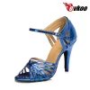 Ayakkabılar Evkoodans Gold Mavi Kırmızı Topuk Yüksekliği 8.5 cm Dans Ayakkabı Boyut Boyu 412 Profesyonel Dans Ayakkabıları Kızlar İçin Evkoo418