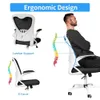 Mimager Chairs Wheels and Arms, Mesh Desk Lumber Support, High Back Office Swivel Task Chair with Flip-up Armrests, White