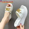 Dress Shoes Dress Shoes Slippers New Chain Style Outdoor Women 2022 Summer High-heeled 9CM Casual Fashionable And Comfortable Wedges Sandals White 7TWA H240321