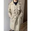 Cáqui clássico duplo breasted trench coreano moda casual fino ajuste casaco masculino de luxo homem jaqueta blusão dos homens casaco 240319