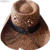 Ampla borda chapéus balde verão oco-out respirável chapéu de cowboy ao ar livre aventura montanhismo pesca pescador 240319
