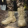 Chaussures hommes Boots en cuir militaire Hiankle Bottes tactiques Lace Up Up Side Zipper Desert Combat Boots High Top pour les motards unités militaires