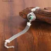 Charmarmband Real S925 Silver Inlaid Green Crystal Geometric Fashion Retro Womens New Style L240319