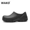 Stiefel Wako 9033 Mann Kochschuhe Küche Kochschuhe Schwarze Clogs Arbeiten Krankenhausschuhe Super Antiskidding ölfeste wasserdichte Sandalen