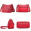 Totes Fashion Women Bag Washed Pu Soft Leather Shoulder Multi-layer Crossbody Bags Quality Small Brand Red Handbag Purse