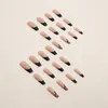 False Nails 24 PCs Long French Simple Love With 1 Jelly Gel And Nail File Removable Wearable Handmade Patches