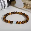 Strand Natural Black Lava Tiger Eye Bead Armband High Quality Stone Round Pärlor Handgjorda Yoga Bangles Elastic Stretch Homme Jewelry