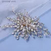 Diadèmes Or Luxe Cristal Mariée Peigne À Cheveux Strass Coiffure De Mariage Bijoux De Mariée À La Main Accessoires De Cheveux Femmes Ornements De Fête Y240319