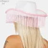 Szerokie brzegowe czapki wiadra x7ya cekinów cowgirl hat dla dorosłych kowbojów z dekoracjami gwiazdy fringe 240319