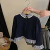 Children Clothing Set Girls Autumn Cardigan Sweater Set Fashionable Top and Skirt Princess Sweet Two Piece Set 240307